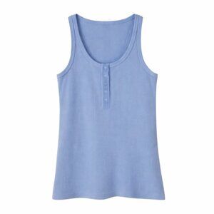 AIRIE Blue Ribbed Henley Tank Top - Size Medium